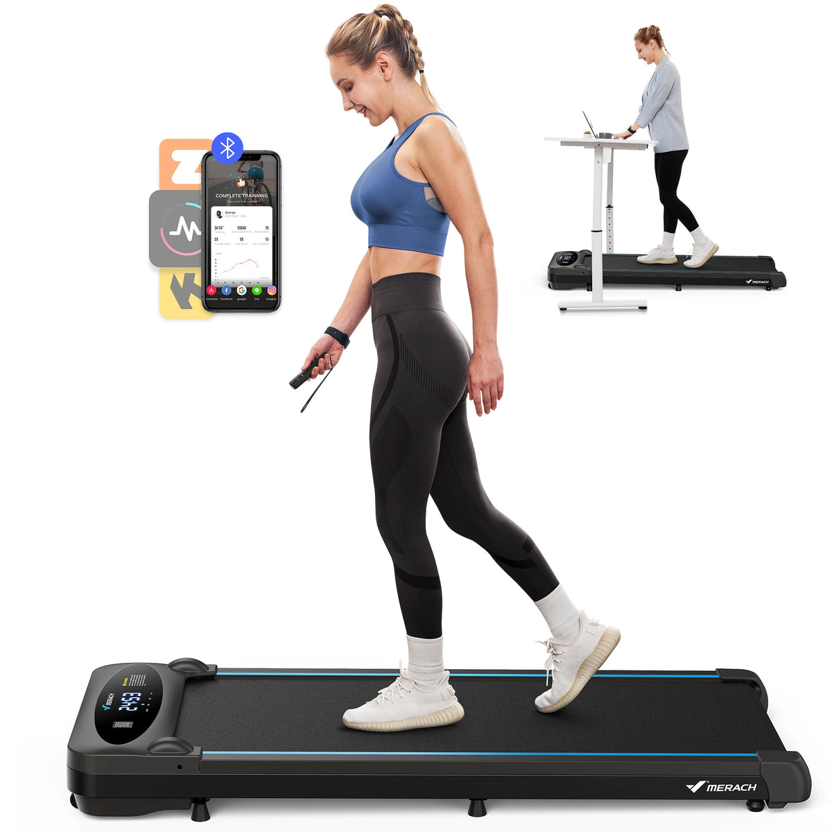 3-in-1 Under Desk Walking Pad Treadmill with LED Display and Remote Control