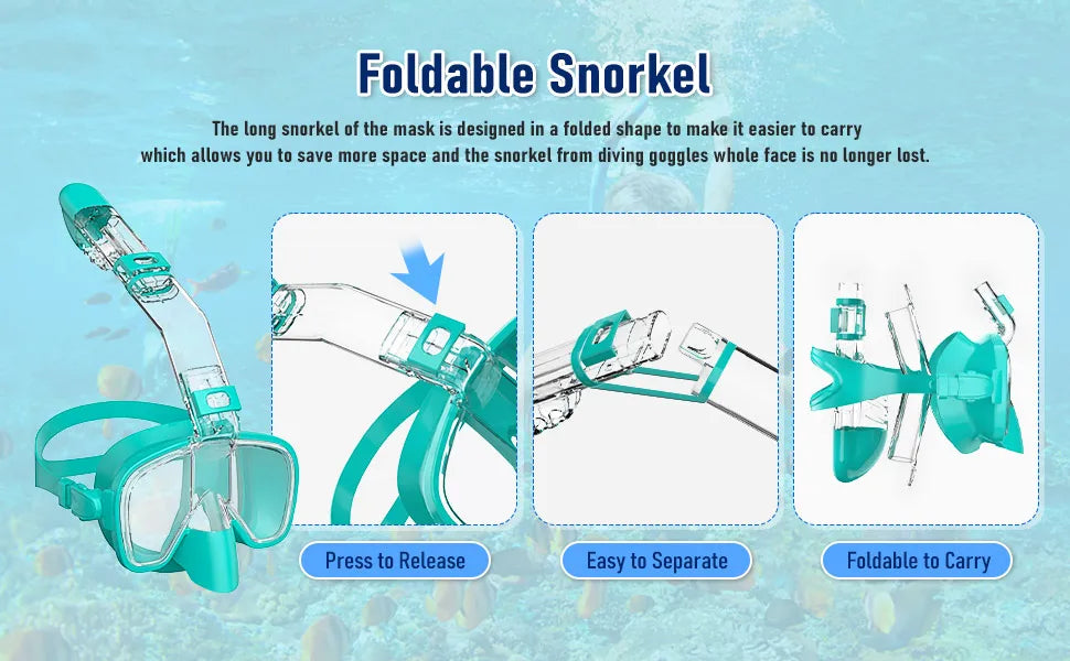 Half Face Snorkeling Mask Set - Anti-Fog Scuba Diving Swimming Mask for Adults