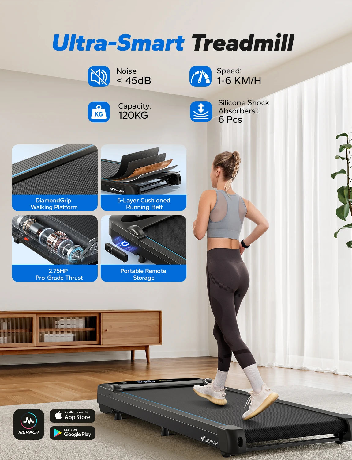 3-in-1 Under Desk Walking Pad Treadmill with LED Display and Remote Control