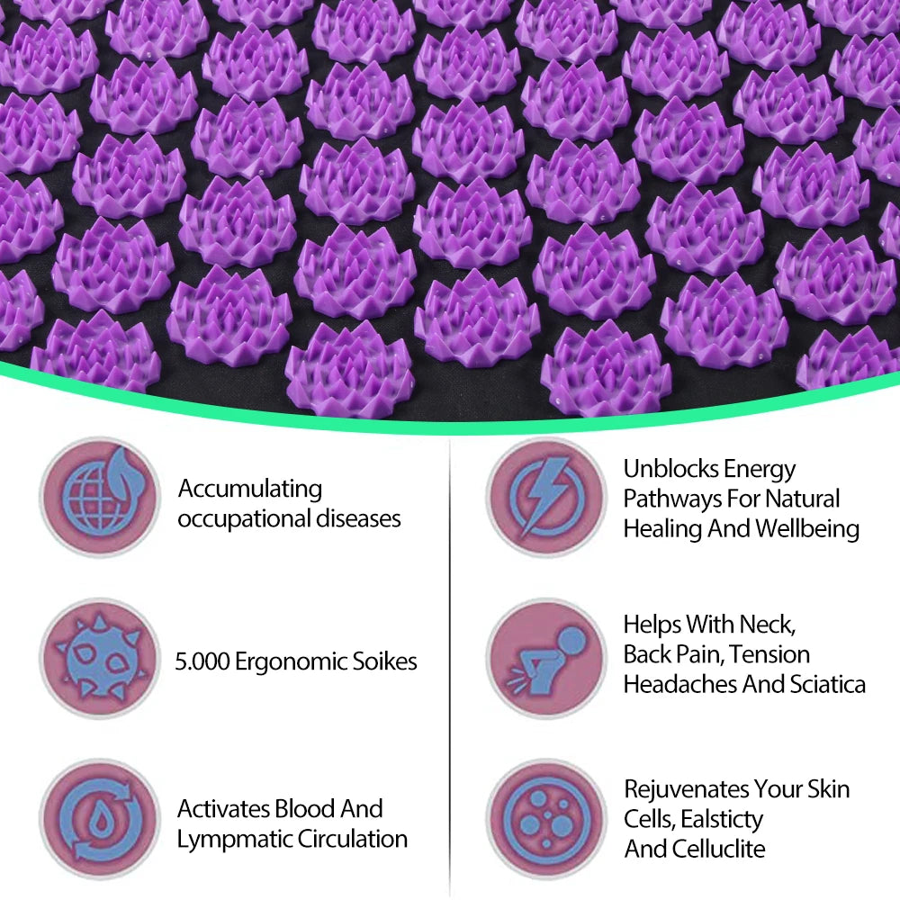 Lotus Spike Acupressure Massage Mat Set – Neck, Back & Foot Relaxation