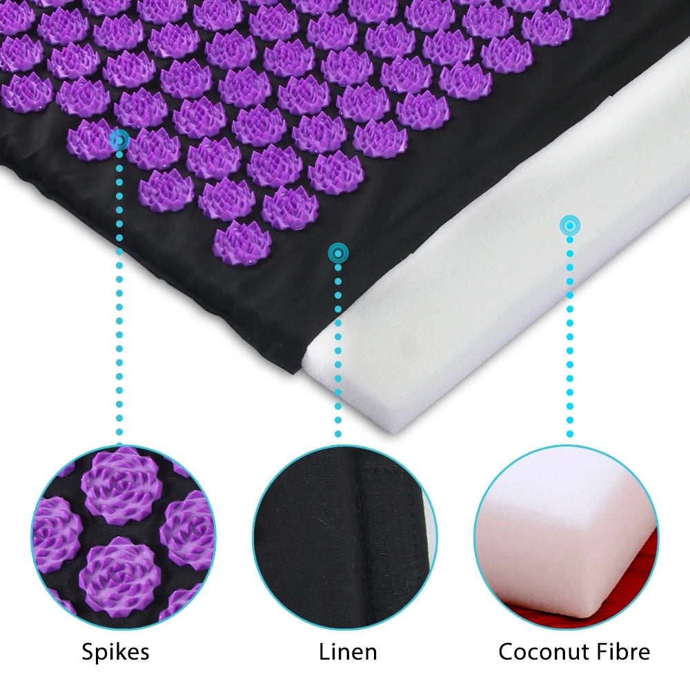 Lotus Spike Acupressure Massage Mat Set – Neck, Back & Foot Relaxation