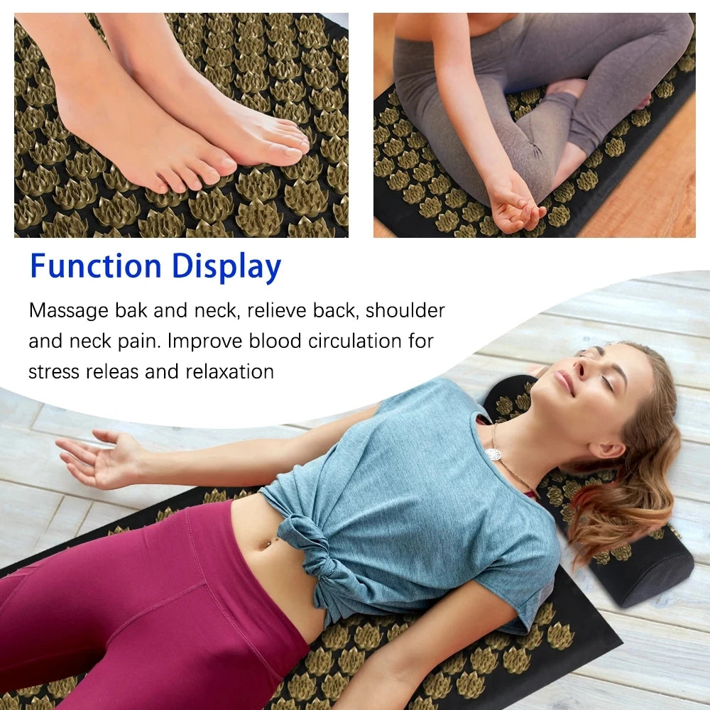 Lotus Spike Acupressure Massage Mat – Neck, Back & Foot Relaxation Mat