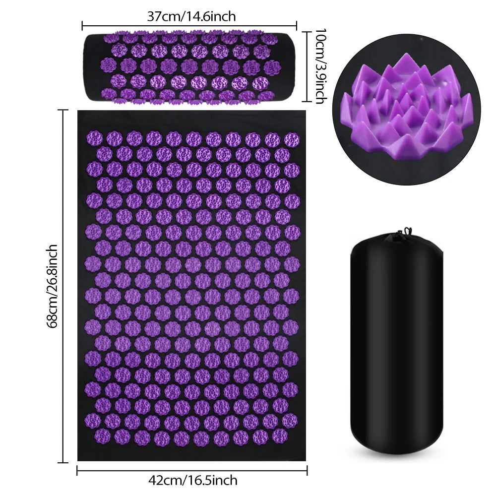 Lotus Spike Acupressure Massage Mat Set – Neck, Back & Foot Relaxation