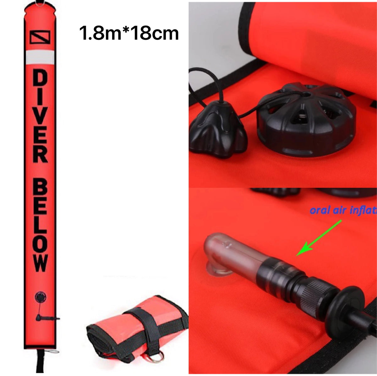 Inflatable Scuba Surface Marker Buoy (1.5 m) – High-Visibility Dive Signal Tube