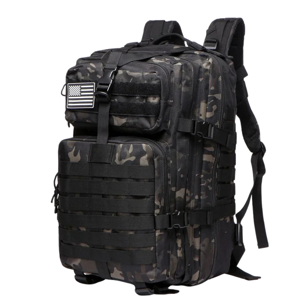 50L Camo Black Outdoor Backpack – Waterproof Hiking & Camping Rucksack