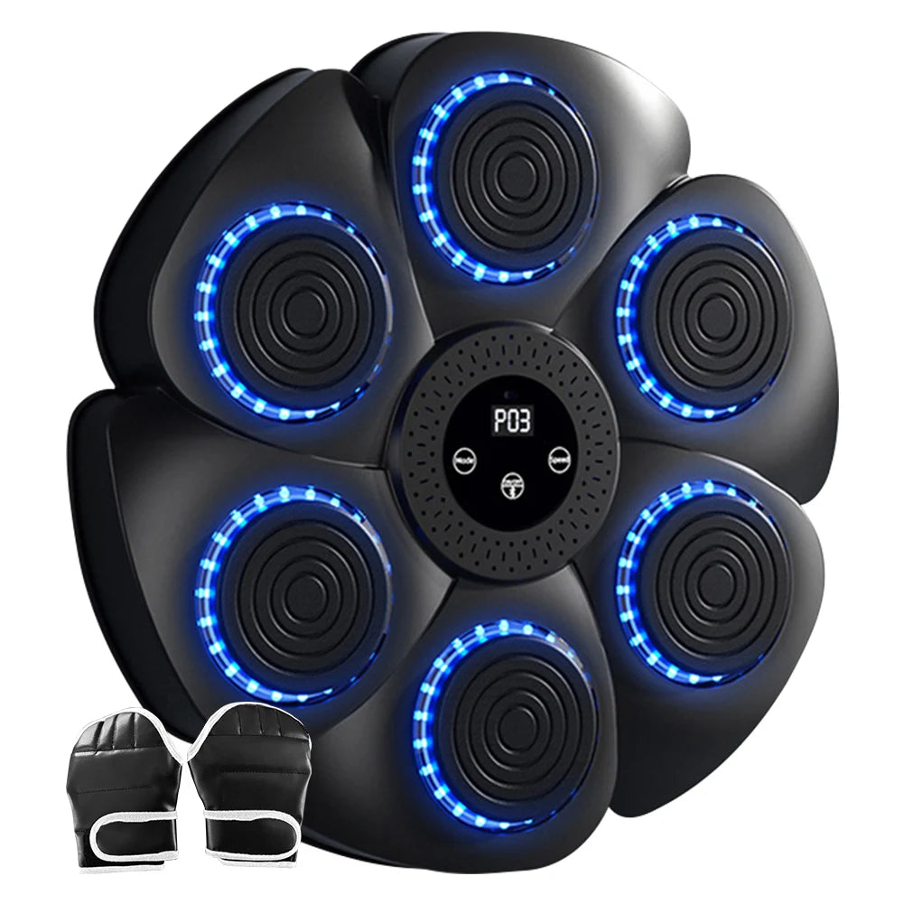 Smart Music Boxing Wall Target with LED Response Training for Home Fitness Black
