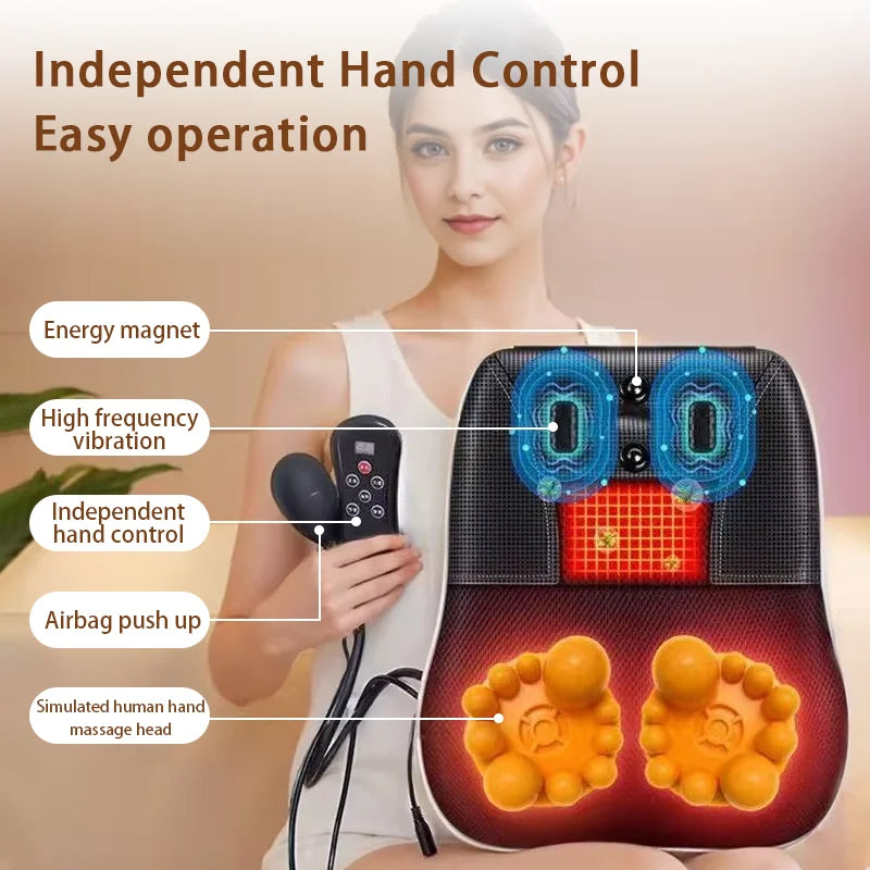 Electric Shiatsu Neck & Back Massage Pillow with Vibration for Home or Car Use