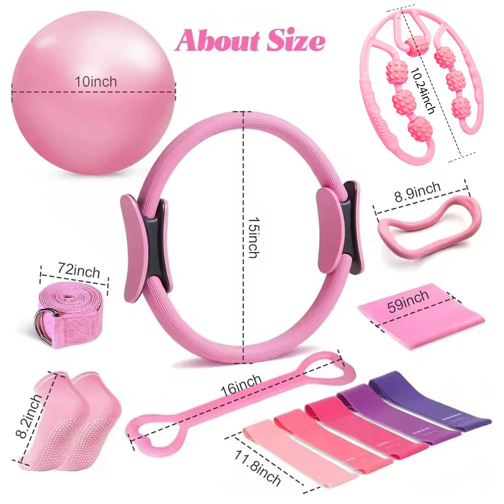 Pilates Yoga Set - 13-Piece Home Kit with Toning & Fitness Essentials