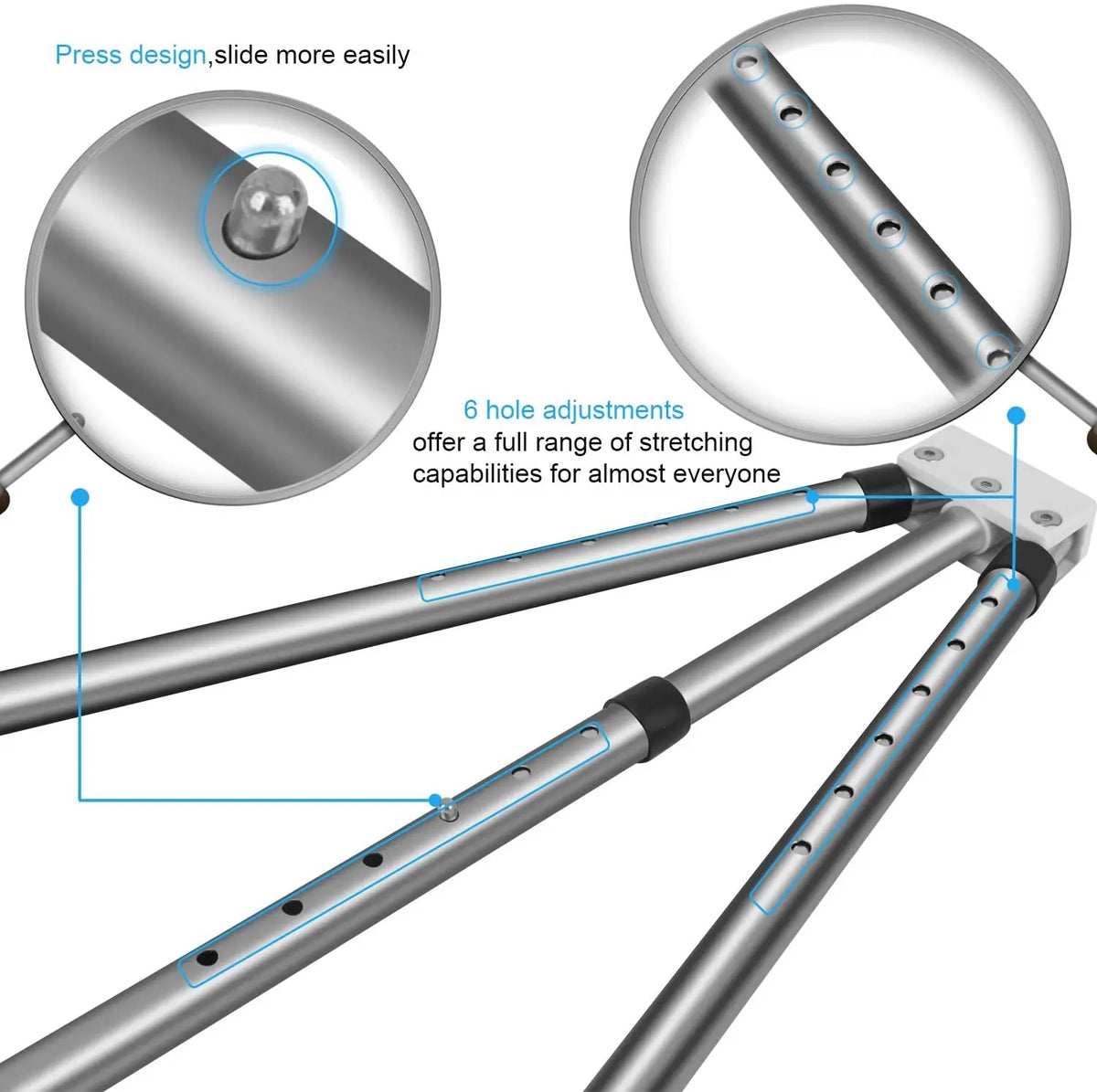 3 Bar Adjustable Leg Stretcher – Stainless Steel Split Stretching Machine with 9 Hole Adjustment