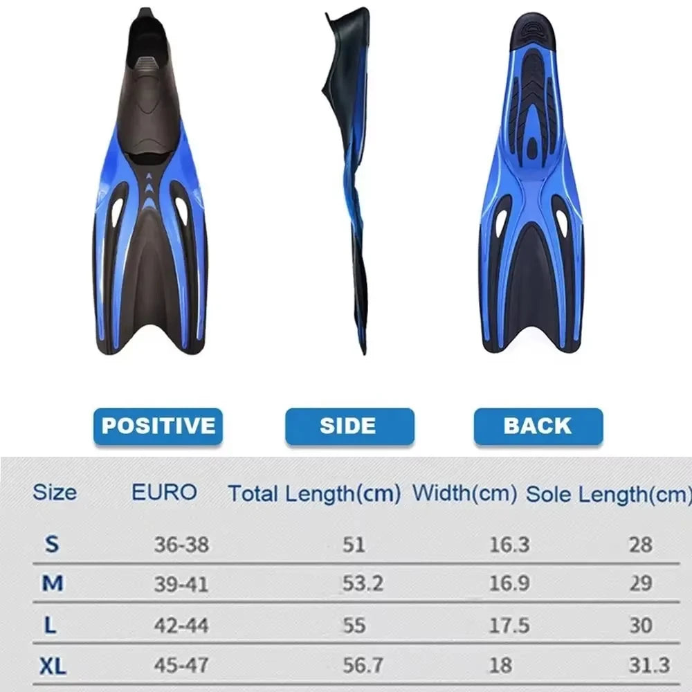 Professional Diving Fins – Flexible TPR Non-Slip Swim Flippers