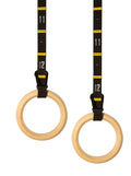 28mm Wooden Gymnastic Rings with Adjustable Straps – Pull Up Strength Training Set