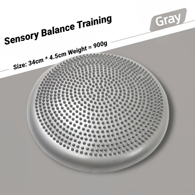 Grey Inflatable Balance Cushion – Thickened Anti-Slip Yoga & Workout Stability Pad