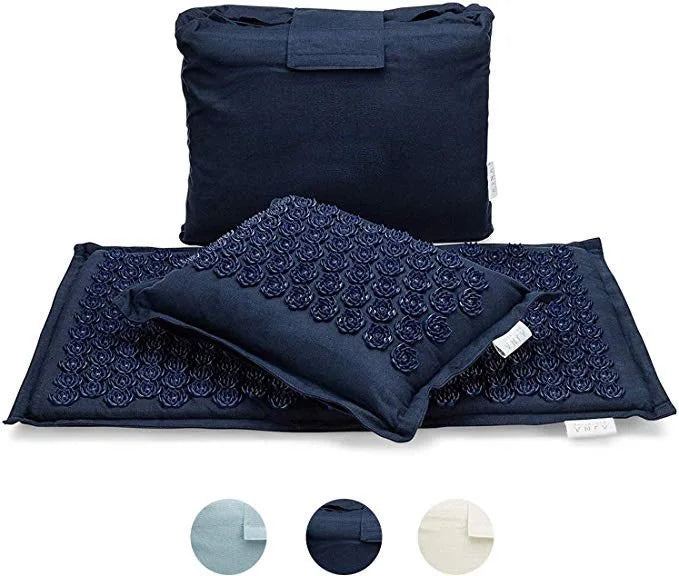Acupressure Massage Mat and Pillow Set Natural Linen Coconut Fiber Relaxation Mat