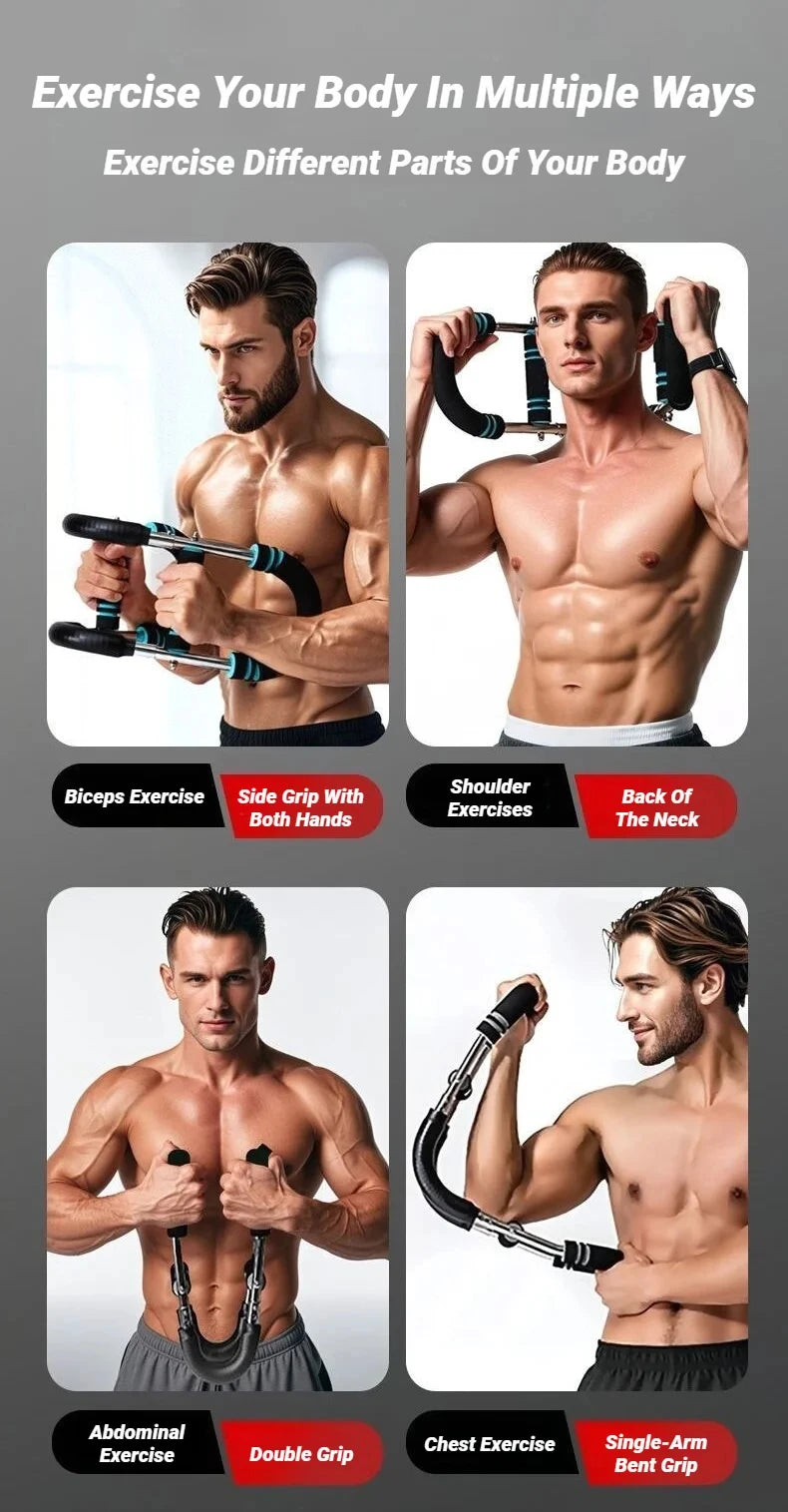 Adjustable U-Shaped Arm Exerciser – Spring Workout Bar with Foam Handles