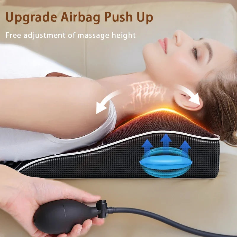 Electric Shiatsu Neck & Back Massage Pillow with Vibration for Home or Car Use