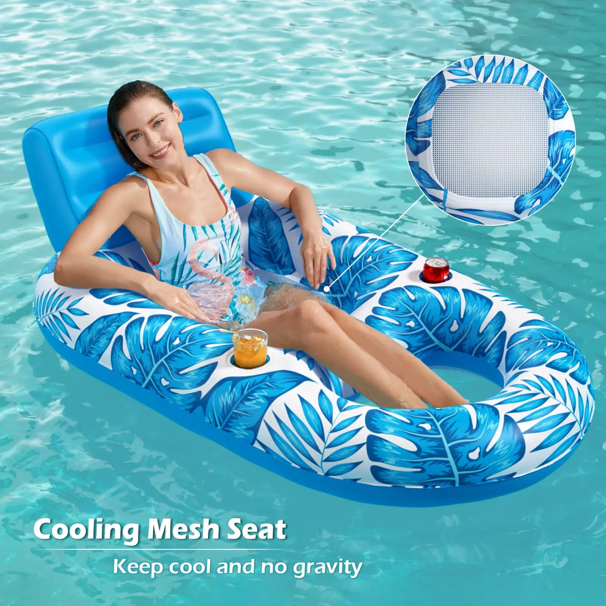 Inflatable Pool Float Lounger – Adult Floating Chair for Pool & Lake Use