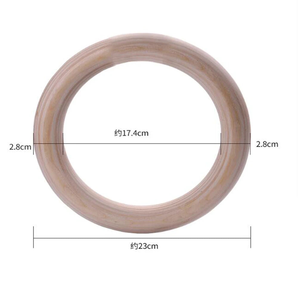 28mm Wooden Gymnastic Rings with Adjustable Straps – Pull Up Strength Training Set