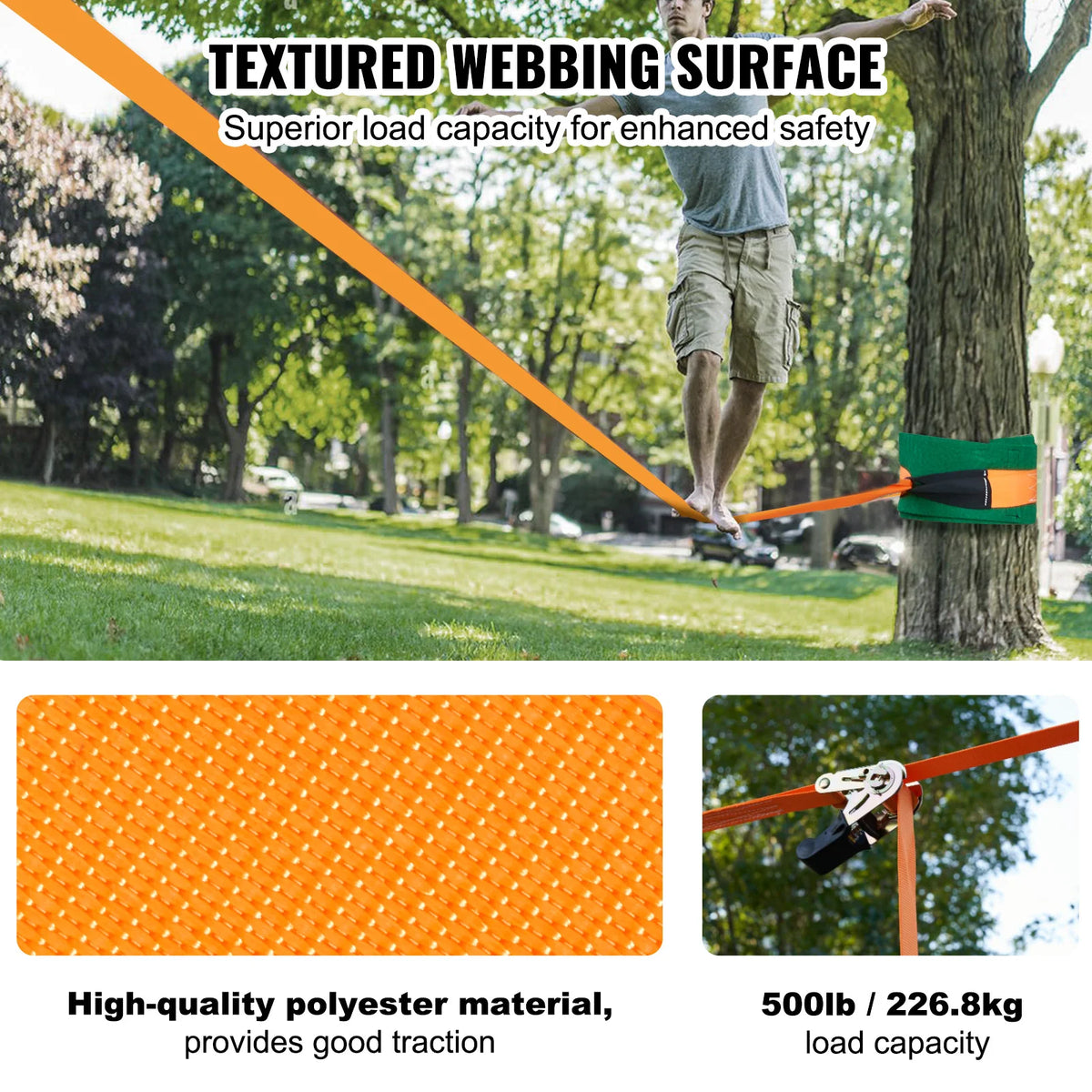 Slackline Kit with Training Line Backyard Balance Training Set for Kids & Adults