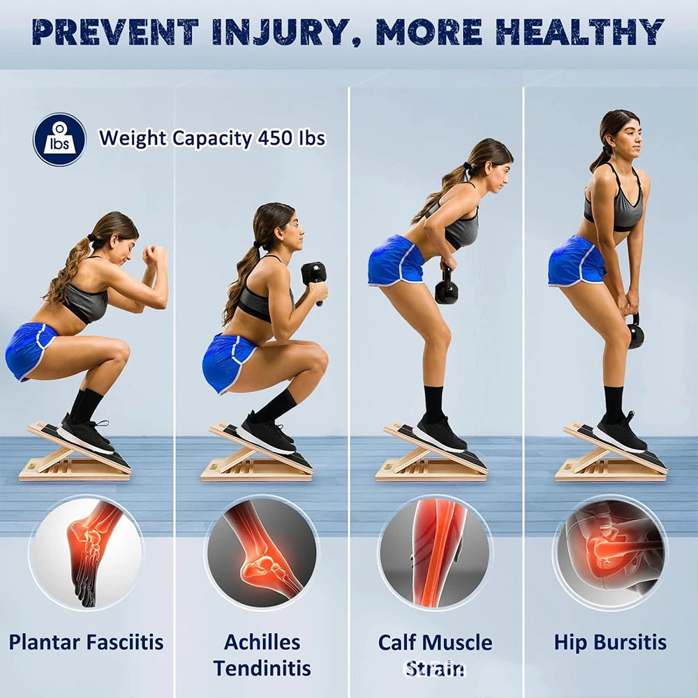 Foldable Wooden Slant Stretch Board for Calf & Ankle Mobility Training