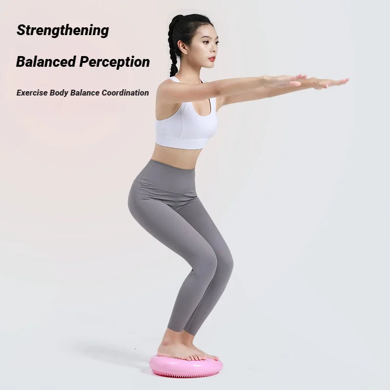 Blue Inflatable Balance Cushion – Thickened Anti-Slip Yoga & Workout Stability Pad