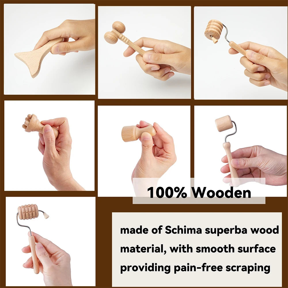 Wooden Facial Massage Roller – Manual Face & Skin Care Massage Tool