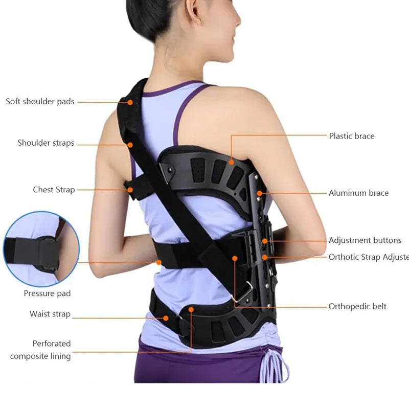 Adjustable Back Support Brace – Aluminium Alloy Posture Support Strap
