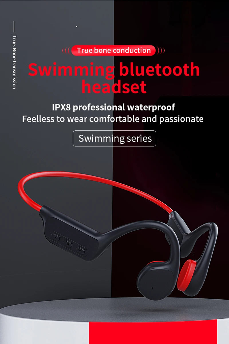 Bone Conduction Wireless Headset – IPX8 Waterproof Bluetooth 5.3 Swimming Headphones with 32GB Storage