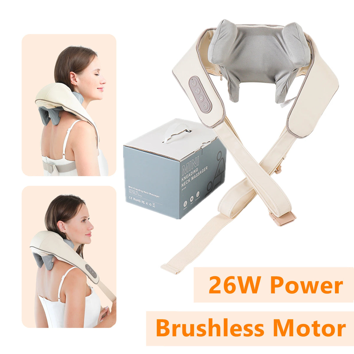 Wireless Neck & Shoulder Massager with Brushless Motor – Back Kneading Massage Shawl for Pain Relief