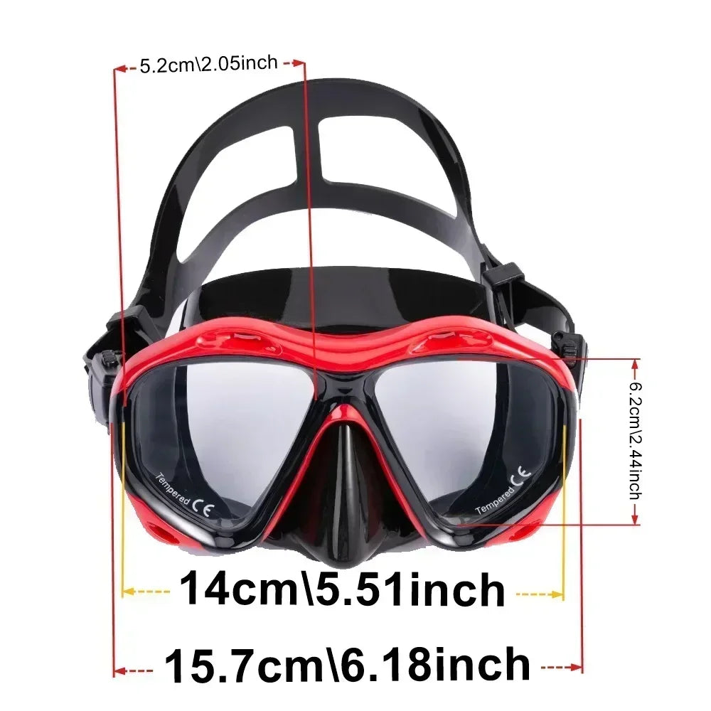 Prescription Diving Mask (+1.0 to +5.0) – Tempered Glass Anti-Fog Scuba Mask for Adults