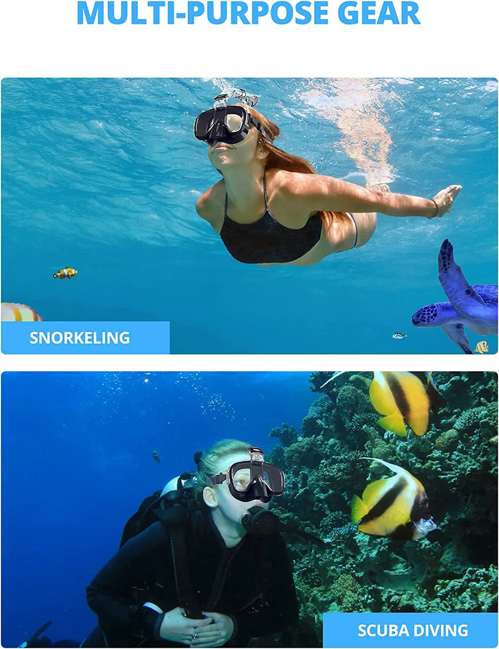 Half Face Snorkeling Mask Set Anti-Fog Scuba Diving Swimming Mask for Adults