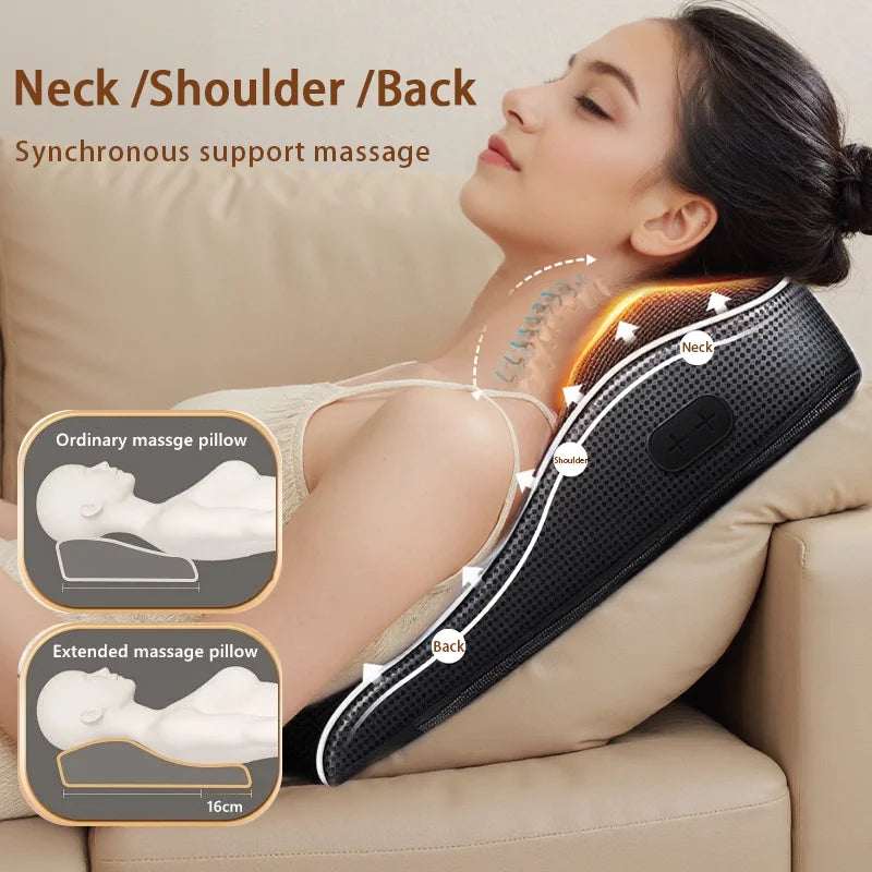 Electric Shiatsu Neck & Back Massage Pillow with Vibration for Home or Car Use