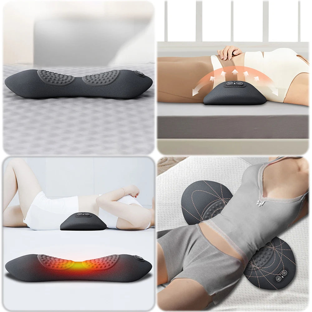 3-in-1 Electric Lumbar Support Pillow with Adjustable Height Back Massager