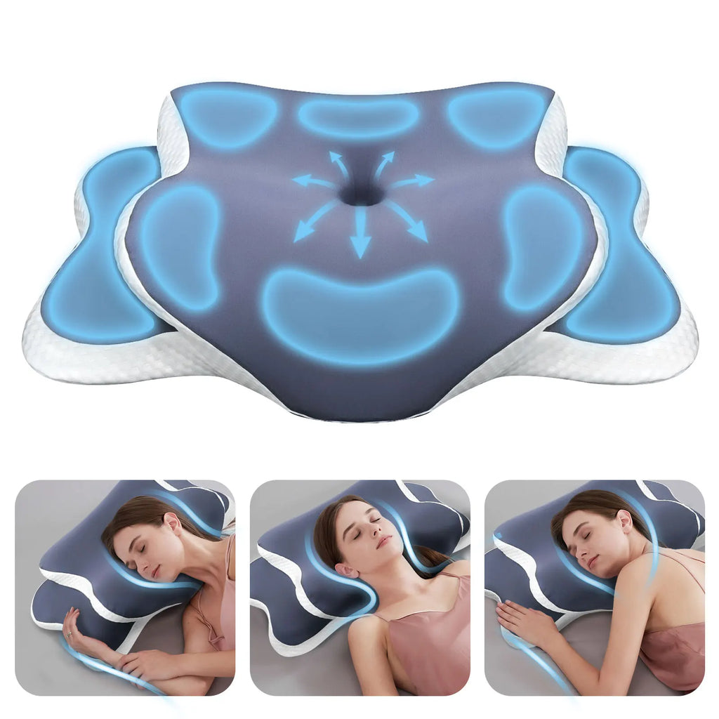 Memory Foam Cervical Pillow for Neck Pain Relief Ergonomic Orthopedic Contour Pillow for Side, Back & Stomach Sleepers
