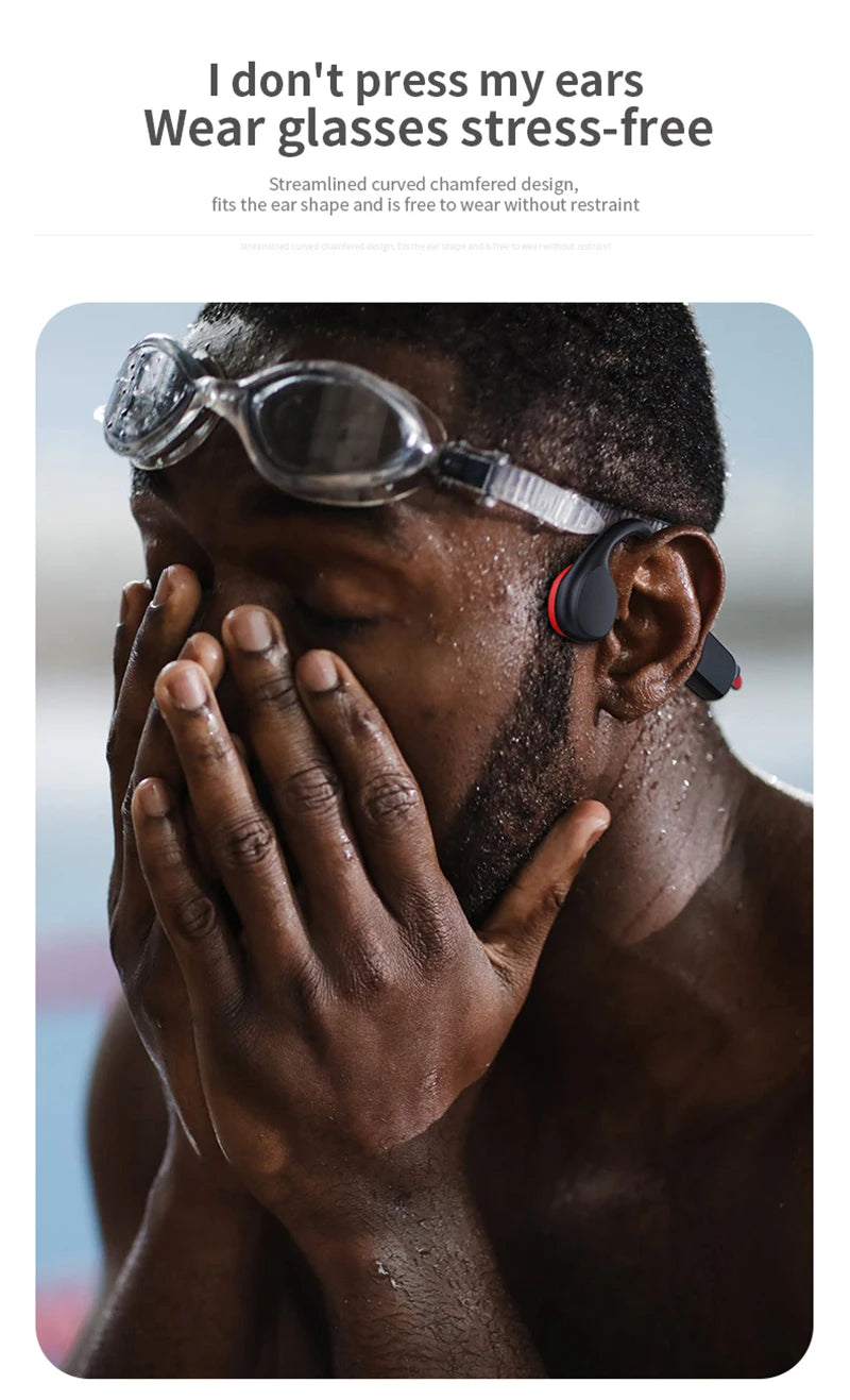 Bone Conduction Wireless Headset – IPX8 Waterproof Bluetooth 5.3 Swimming Headphones with 32GB Storage