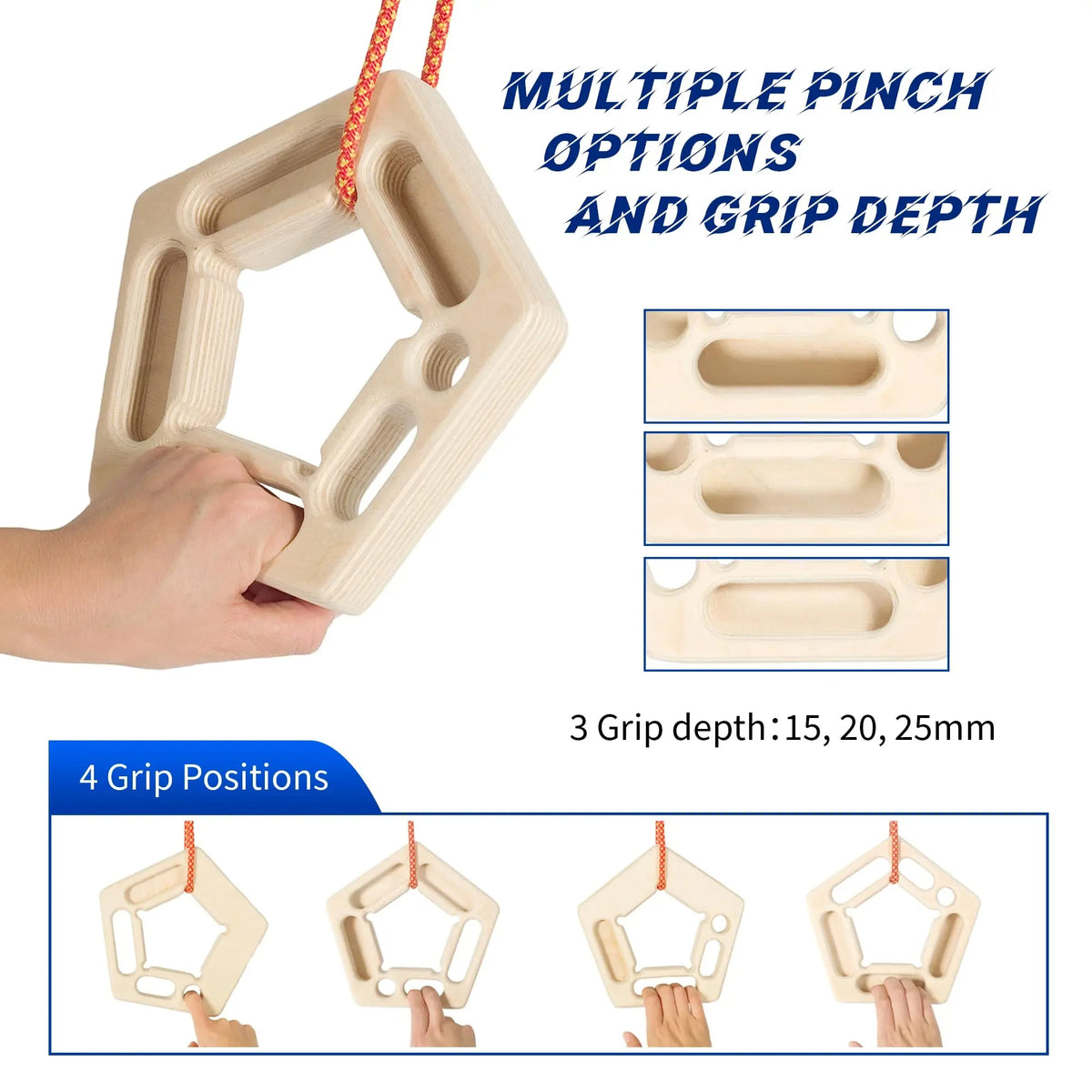 Finger Strengthen Climbing Board Pull-Ups Weight Hang Trainer Portable Tool Grip Forearm Strengthener Exercise
