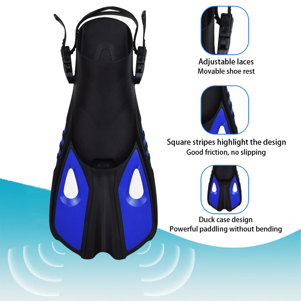 Snorkel Mask Fin Set for Adults – Panoramic View Mask, Adjustable Dive Fins & Dry Top Snorkel with Bag