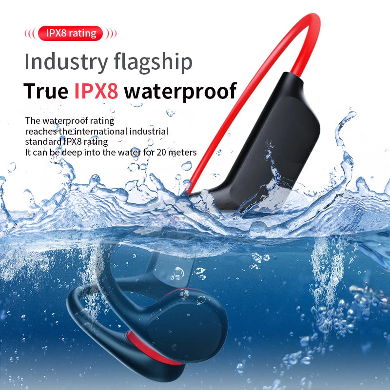 Bone Conduction Wireless Headset – IPX8 Waterproof Bluetooth 5.3 Swimming Headphones with 32GB Storage