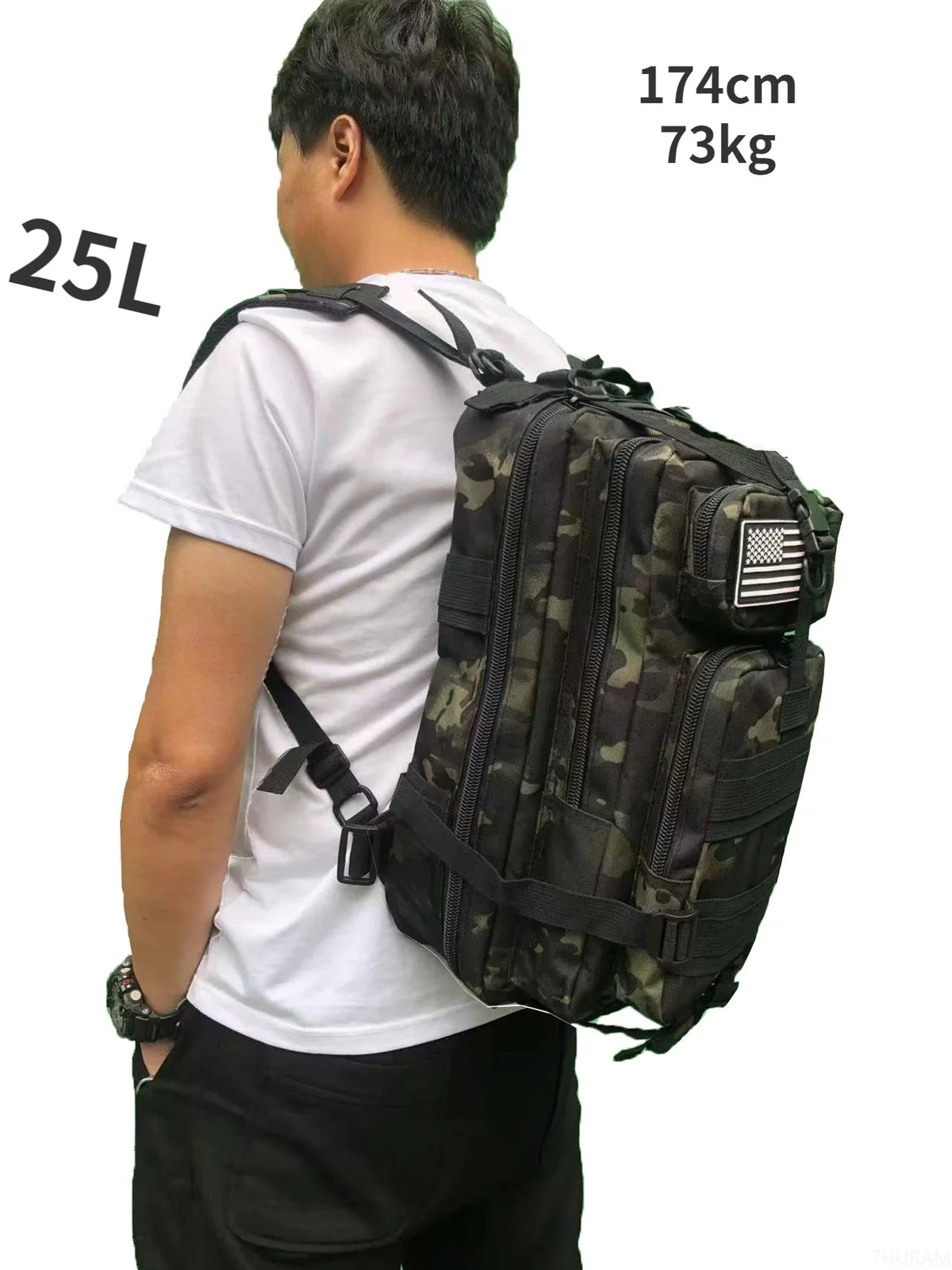 50L Camo Black Outdoor Backpack – Waterproof Hiking & Camping Rucksack