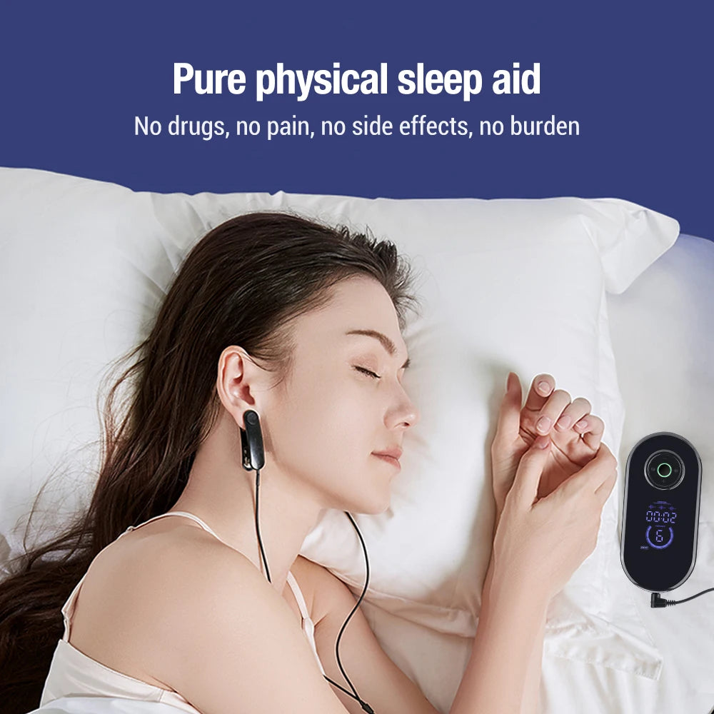 Rechargeable Ear Clip CES Sleep Aid Device for Insomnia and Anxiety Relief with 9 Intensity Levels