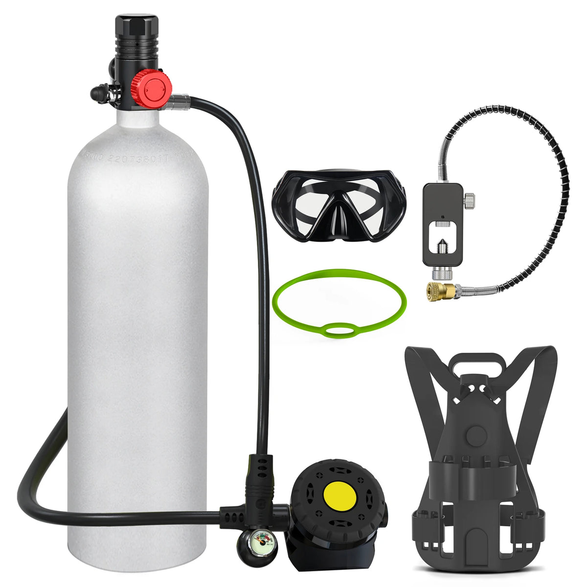 Portable 4L High-Pressure Aluminum Oxygen Tank with Backpack – Mini Scuba Cylinder for Diving & Swimming