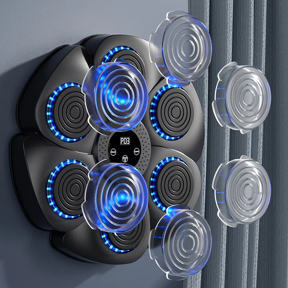 Smart Music Boxing Wall Target with LED Response Training for Home Fitness Black