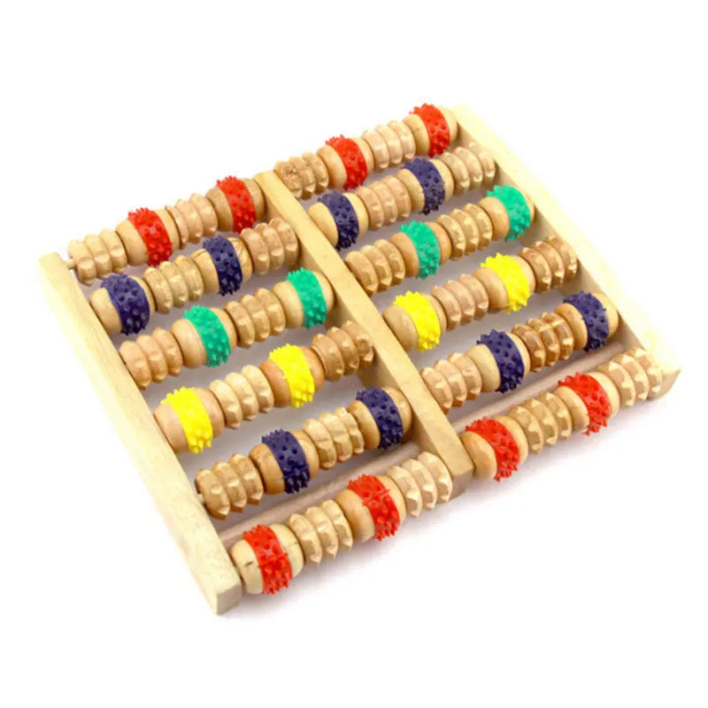 Colorful Wooden Foot Massager Roller – Manual Reflexology Massage Tool