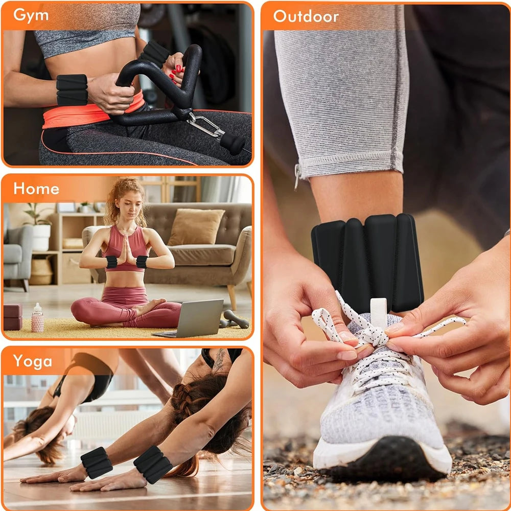 Adjustable Wrist & Ankle Weights (2–4lbs Pair) – Silicone Strength Training Bracelets