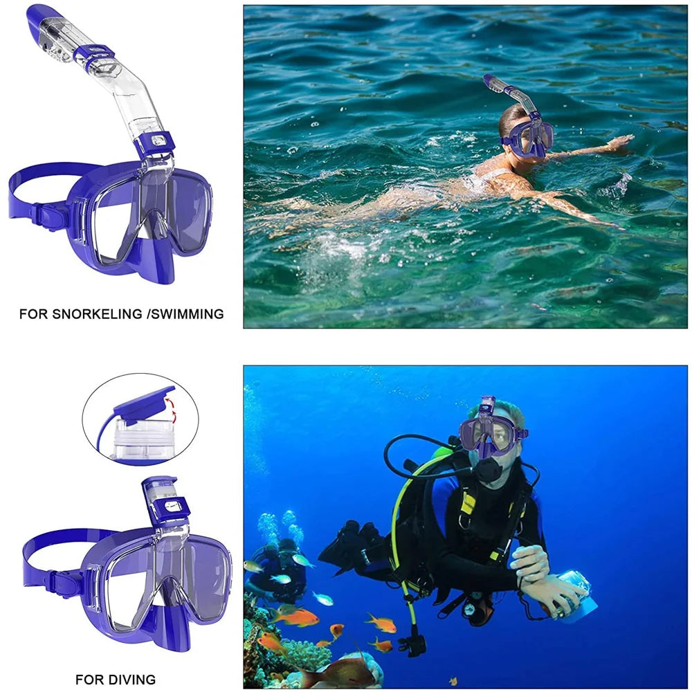 Half Face Snorkeling Mask Set - Anti-Fog Scuba Diving Swimming Mask for Adults