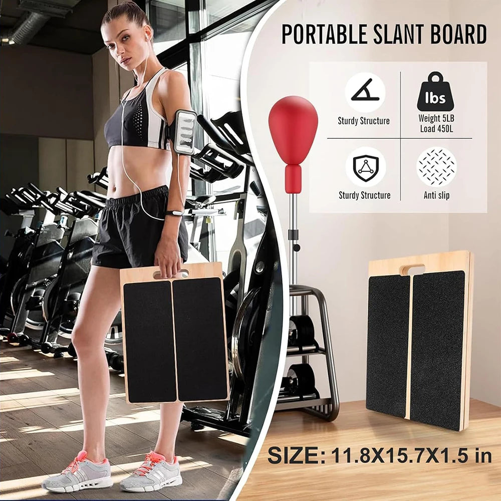 Foldable Wooden Slant Stretch Board for Calf & Ankle Mobility Training