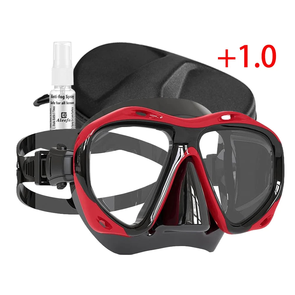 Prescription Diving Mask (+1.0 to +5.0) – Tempered Glass Anti-Fog Scuba Mask for Adults