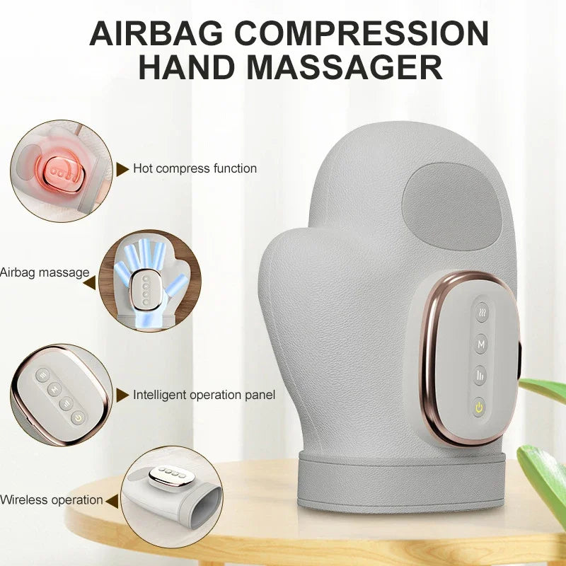 Electric Hand Massager with Heat & Vibration – Wrist & Finger Kneading Gloves for Carpal Tunnel Relief