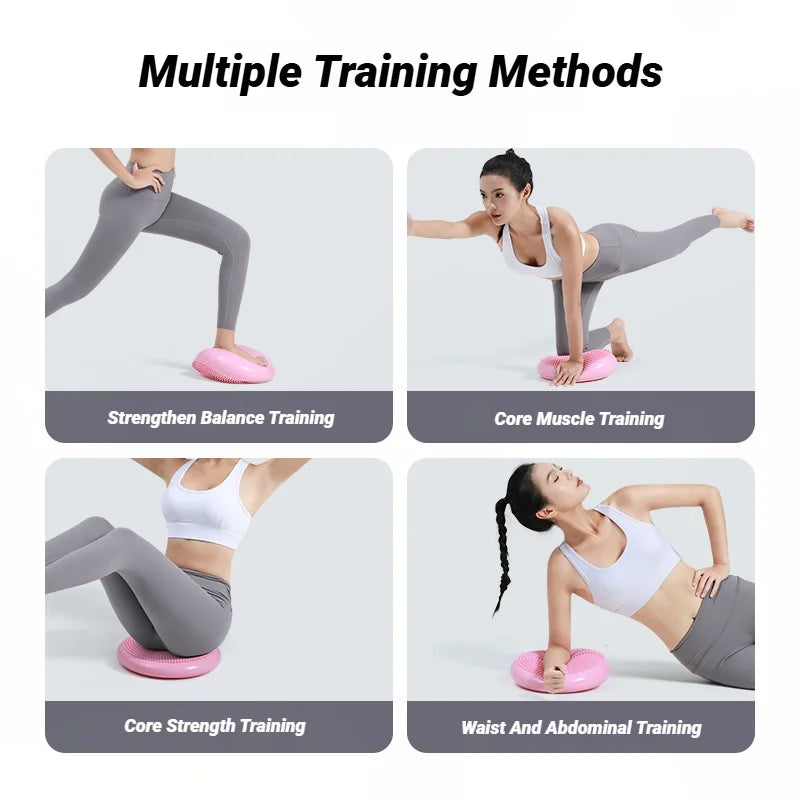 Grey Inflatable Balance Cushion – Thickened Anti-Slip Yoga & Workout Stability Pad