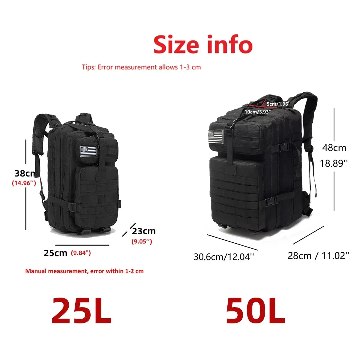 50L Camo Black Outdoor Backpack – Waterproof Hiking & Camping Rucksack