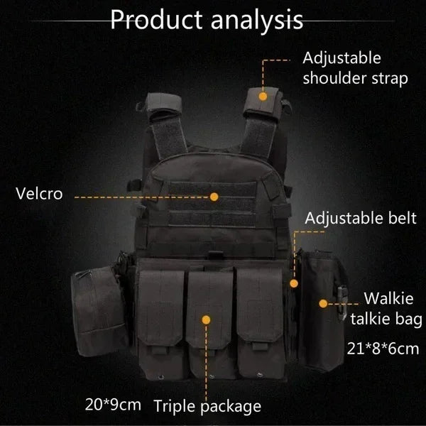 Tactical Molle Vest with Adjustable Straps – Outdoor Training & Utility Gear